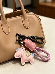 1pc Lucky Horse PU Leather Keychain, Braided Rope Car Key Ring, Fortune Money Bag Pendant, Women's Bag Charm, Fashion Car Key Holder & Gift, Suitable For Party, Birthday, Back To School Bag Key Ring, Personalized Gift, Teacher Gift - Have Money Immediately - View 2