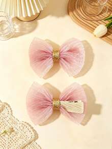 10pcs Multicolor Hair Clips, Organza Candy Color Cinched Waist Bow Design, Skin-Friendly Non-Snagging Fabric Covered Clips, Suitable For All Seasons, Daily Home Casual, Holiday Party Celebration Gift, Fashionable Mom And Baby Essential, Cute Baby Photo Prop - Multicolor - View 7