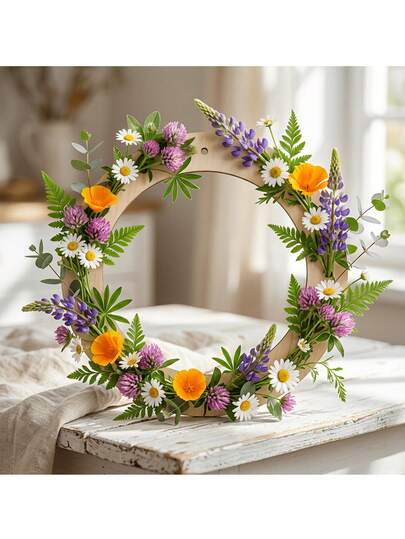 12pcs Round Unfinished Wooden Wreath Frame Slices, Suitable For Garden Decor, Wedding Holiday Party Hanging Decorations, Wooden Art Painting Crafts, Home Party Holiday Decoration Hanging Ornaments, Perfect Birthday Holiday Gift For Friends, Suitable For Weddings