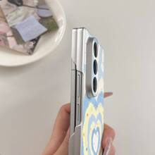1pc Dual Axis Leather Texture Magnetic Wave Heart Popular Shockproof Anti-Slip Smart Phone Case Foldable Phone Case Compatible With Samsung Full Coverage Anti-Drop Protective Case For Samsung GalaxyZFOID7 GalaxyZFOID6 GalaxyZFOID5 GalaxyZFOID4 - Multicolor - View 5