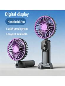 1 pieza Ventilador portátil con batería, capacidad de batería mejorada, tiempo de funcionamiento prolongado, 4 velocidades ajustables, adecuado para estudiantes, oficina, viajes al aire libre, regalo perfecto, esencial para vacaciones - multicolor - Ver 4
