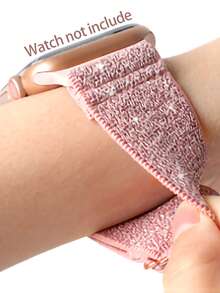 Shiny Elastic Nylon Adjustable Watch Band, Gift For Back-To-School Students - Pink - View 5