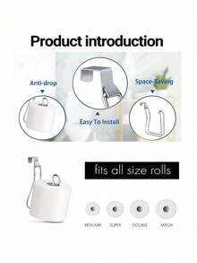 1pc Wall Mounted Bathroom Tissue Paper Holder, Toilet Paper Dispenser, No Drilling Bathroom Cabinet Door Paper Towel Rack, Shoe Rack, Shoe Drying Rack - Multicolor - View 3