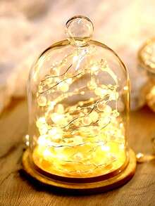 1pc 2/3/5m Faux Pearl Wrapped Copper Wire Decorative String Lights, Requires 2 AA Batteries, Indoor Tabletop Decorative String Lights, Party, Holiday Event, Wedding Scene Decorative Lighting, Home Room Wall Decorative Lights - Warm white light - View 2