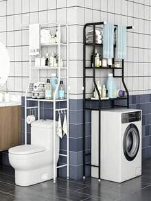 3-Tier Freestanding Storage Rack, Over-The-Washing-Machine Bathroom Organizer, Durable Iron Pipe, Large Capacity, Stable, No-Drill Easy Installation, Bathroom Decor - Multicolor - View 5