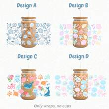 1/2/4pcs Sweet Style Shell Bow Pearl Beach UV DTF Cup Stickers, Suitable For 16oz Glass Jar Cups, Summer Vibe Coastal Mermaid UV DTF Stickers, Suitable For Water Cups, Insulated Cups, Mugs, Bookmarks, Laptops, Phone Cases, Holiday Gifts For Girls, Friends, Teachers - Seashell - View 13