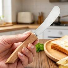 1pc/3pcs/6pcs Stainless Steel Butter Knife Set, Bread Spreader, Suitable For Bread, Jam And Butter, Butter Spreader And Butter Scraper With Long Wooden Handle - View 3