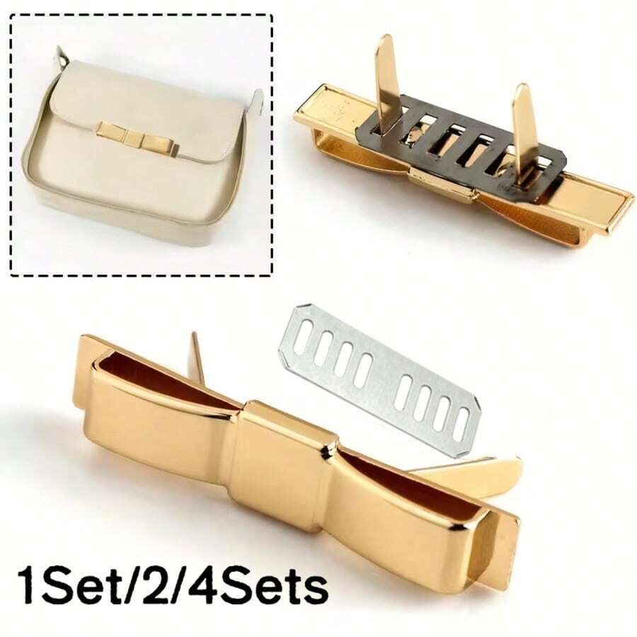 1Set/2/4Sets Handmade Metal Bow Labels With Washers Wallet Bag Sewing Labels, For DIY Craft Bags, Hats, Clothing, Handmade Products, Crochet Supplies