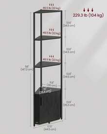Rustic Brown Ink Black 5-Tier Corner Shelving Unit Storage Stand For Living Room Bedroom Kitchen Bathroom - Ebony Black + Ink Black - View 3
