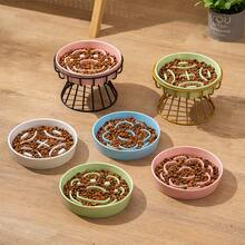 Ceramic Slow Feeder Bowl With Neck Protection Stand, Anti-Drop Food Bowl For Small Dogs And Cats, Anti-Choke Dog Bowl, Easy To Clean Ceramic Slow Feeding Dish For Cats And Dogs, Anti-Choke Neck Protection Pet Bowl - 200ml - View 4