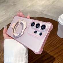 Pide y sigue la tienda para obtener un cordón gratuito, funda de teléfono con sensación de piel mate anti-caída de cuatro esquinas con soporte + funda de teléfono con correa de mano/Compatible con Apple 17PROMAX/16promax/15promax/14promax/13promax/12promax/11promax/XSMAX/7/8PLUS/Compatible con Samsung S26/2524321u Funda de teléfono compatible con Xiaomi Compatible con Honor Compatible con Huawei - Rosa - Ver 4