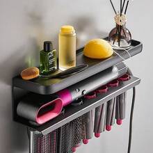 Wall-Mounted Curling Iron Storage Rack Hair Dryer Holder No-Drill Hair Tool Hanging Rack Bathroom Hair Dryer Storage Shelf Drill / No-Drill Dual-Use Storage Rack Space Aluminum Material, Suitable For Bathroom, Bedroom, Hair Salon, Equipped With Two Installation Methods - Multicolor - View 6