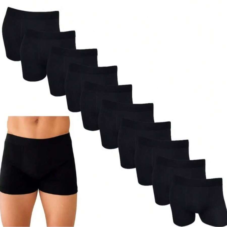 Set Of 5 Men's Black Boxer Briefs, Comfort And Quality - Cotton Lining - Black - View 1