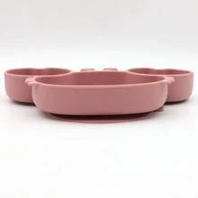Infant Silicone Tableware Baby Cartoon Crab Plate Wooden Spoon Fork Drop-Resistant - Dark Red - View 8