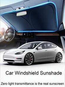 1PC Portable Car Silver Sunshade, Suitable For Most Car Models Including SUV And Sedan, Heat Insulation Front Windshield Sunshade, Easy To Fold And Store, Suitable For Spring, Summer, Autumn - Multicolor - View 5