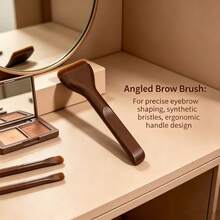 1pc High Quality Face Makeup Brush With Storage Box, Professional Foundation Brush, Curved Brush, Soft Bristles, Even Application, Premium Texture Makeup Brush, Travel Makeup Brush, Basic Makeup Brush, Gift For Women On Holidays - Coffee Brown - View 4
