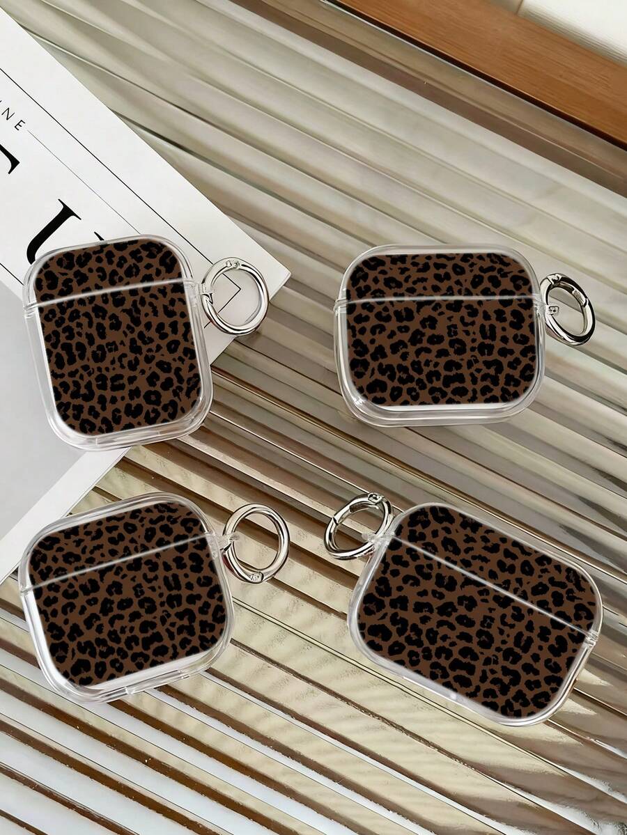 Funda de auriculares Bluetooth con estampado de leopardo pintado, transparente, engrosada, de moda, a prueba de golpes, con hebilla adicional, compatible con S4, funda protectora para auriculares inalámbricos Bluetooth Apple, carcasa brillante Pro2, cobertura completa, Pods 3 1/2/3 generación, funda protectora Pro, a prueba de golpes, carcasa blanda - Multicolor - Ver 1