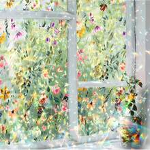 Un autocollant de fenêtre à motif floral, un rouleau de film double face, haute transparence, adsorption électrostatique, adapté à la décoration intérieure et à la décoration de verre. - Multicolore - Voir 3