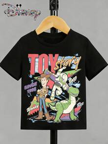 Disney Boys' Clothing Summer Short Sleeved - Toy Story Classic Printed Pattern T-Shirt Pullover, Boys' Clothing, Suitable For Boys' Daily Outdoor Wear - Black - View 3