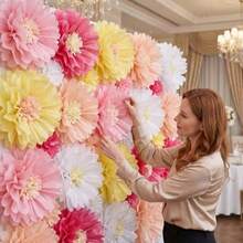 A 20-Centimeter Handmade Daisy Paper Flower Ball Party Backdrop Decoration Set, Composed Of Pink, Rose-Pink, Peach And White Mixed Paper Balls. Suitable For Wedding Backdrops, Birthday Party Center Decorations And Seasonal Flower Decorations. - Multicolor - View 8