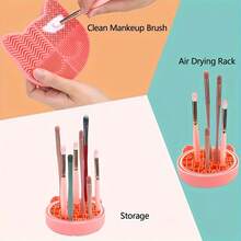 1pc Makeup Brush Cleaning Mat With Drying Rack, Suitable For Silicone Washing In The Sink, For Brushes, Eyeliners, Painting Brushes, Toothbrushes, Desktop Cosmetics Storage Rack, Portable Makeup Tools, Suitable For Travel And Home Use, A Great Gift - A - View 7