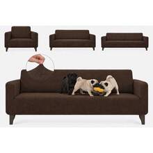 3-Piece Stretch Elastic Sofa Cover Set, Complete Living Room Set - Chocolate Brown - View 6
