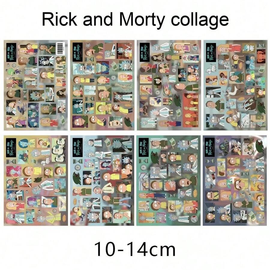 Warner Bros 8pcs/4pcs Rick And Morty Mosaic Art Stickers, Creative DIY Collage Decals, Random Design. Versatile Decor Stickers For Scrapbook, Crafts, Notebook & Ornament, Funny Cartoon Craft Kits, Perfect Presents & Party Supplies For Fans.(Random Style)