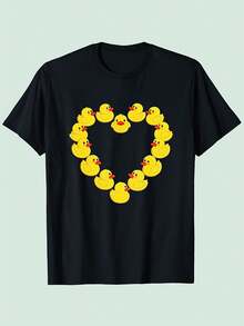 Camiseta con un patito amarillo pequeño - Negro - Ver 1