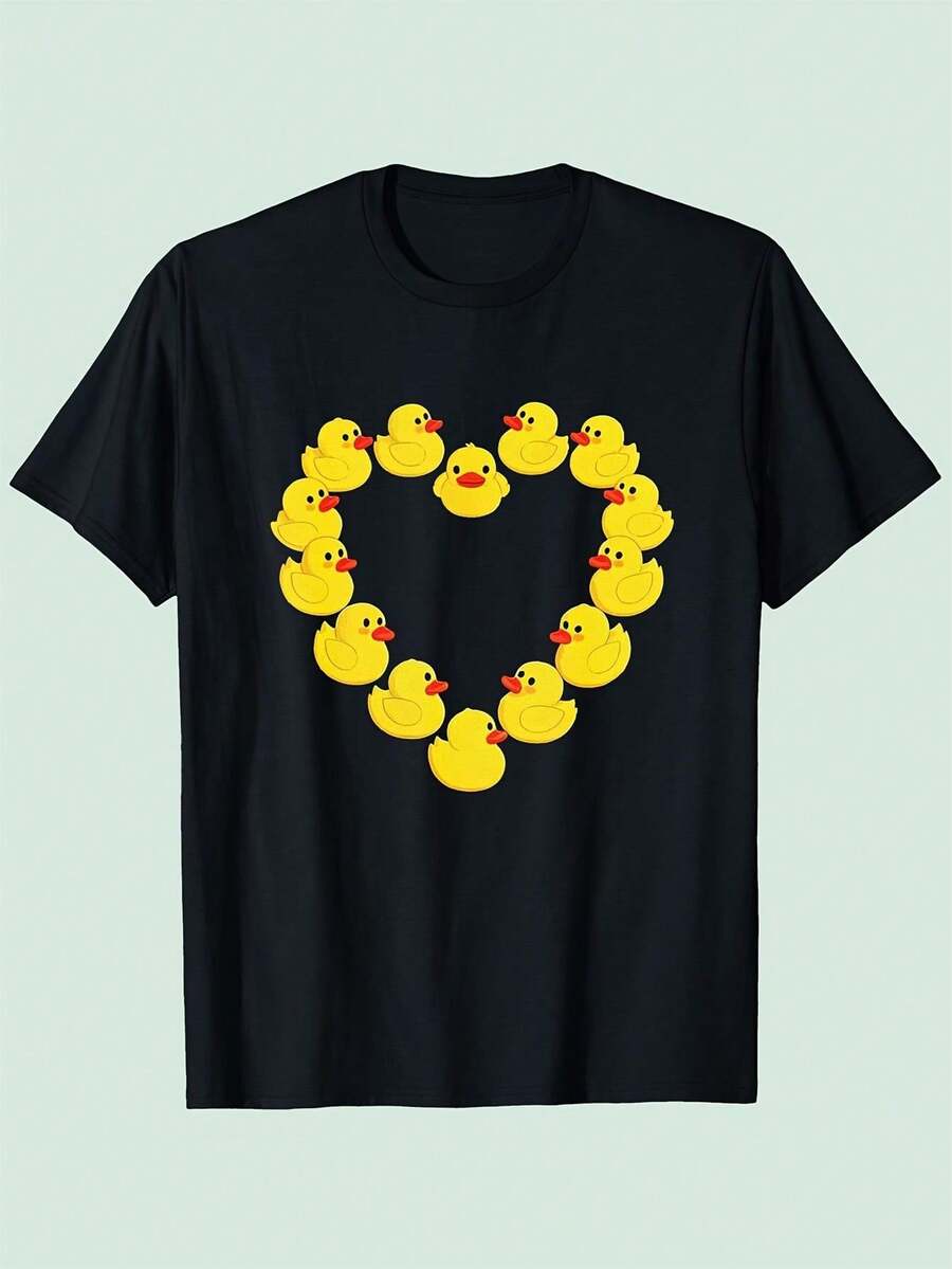 Camiseta con un patito amarillo pequeño - Negro - Ver 1