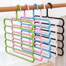 5-Layer Clothing Storage Rack Organizer With Clothes Hanger And Pants Hanger, Durable Plastic Material, Easy Assembly Home Closet Organization, Space Saving Wardrobe Display Stand For Bedroom Decor - Multicolor - View 11