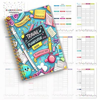 1PC A5 Teacher Planner 2026-2027 Weekly And Monthly Agenda, Holiday Calendars, Lesson Plan Organizer, Student Progress Tracker, Class Management Notebook For Educators, Spiral Bound School Supplies
