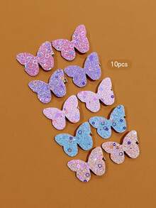 10 piezas de pinzas para el cabello con mariposas de estilo pastoral coloridas y lindas para el flequillo - Multicolor - Ver 8