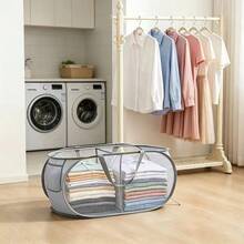 1pc Two-Compartment/Three-Compartment Large-Capacity Storage Basket Dirty Clothes Basket Folding Bedroom Bathroom And Dormitory Organizer Laundry Basket Clothes Toys And Miscellaneous Items Hand-Held Storage Basket, Two Specifications Free To Choose - Multicolor - View 14