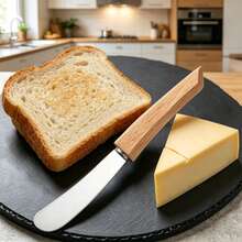 1pc/3pcs/6pcs Stainless Steel Butter Knife Set, Bread Spreader, Suitable For Bread, Jam And Butter, Butter Spreader And Butter Scraper With Long Wooden Handle - View 4