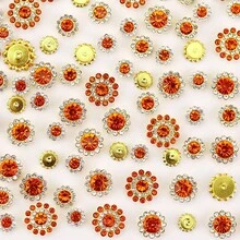 50個/包,圓形水鑽環,8mm、10mm、12mm、14mm,混色尺寸,彩色手工縫爪水鑽,適用於衣物、鞋子、帽子、包包、DIY手工材料、珠寶配件 - 雙層花 金 型號混 - 查看 22