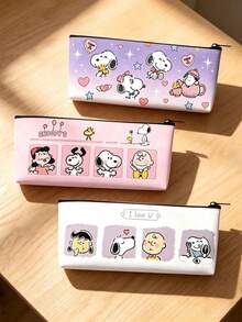 SNOOPY 1個史努比大容量筆袋，可裝筆、橡皮擦、便利貼和其他文具，多功能化妝包適合旅行，學生送給同學和朋友的完美禮物，學習帆布袋、補習袋、大容量學生書包，返校季、畢業季禮物，文件收納 - 彩色 - 查看 1