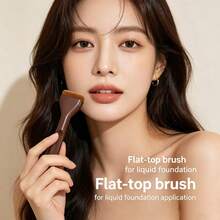 1pc High Quality Face Makeup Brush With Storage Box, Professional Foundation Brush, Curved Brush, Soft Bristles, Even Application, Premium Texture Makeup Brush, Travel Makeup Brush, Basic Makeup Brush, Gift For Women On Holidays - Coffee Brown - View 6
