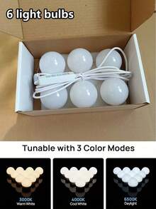Mehrspezifikations 3-Farben USB Schminkspiegel Glühbirne, LED Make-up Licht mit drehbarer Kabelaufbewahrung, dimmbar und farbanpassbar, Schminktisch Glühbirne 4LED/6LED/8LED/10LED/12LED/14LED/16LED - Dreifarbig verstellbares Licht - Übersicht 10