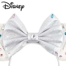 Disney 迪士尼城堡主題髮箍，銀色米奇耳朵配大蝴蝶結與多彩水鑽 - 彩色 - 查看 4