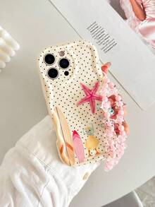 Polka Dot Painted Cream Wave Edge With Chain Minimalist Shockproof Thickened Phone Case Printed Compatible With Ip 17/Ip 17pro/Ip 17promax/Iphone16 XR /7/8 Iphone15Promax/12PROMAX/13PROMAX/14PROMAX 13 14 11 12p14 Women P11 Soft Shell P12 Shockproof XS.XR /78P.78GES2, Compatible With A134G A22 A21S A514G A52 S22 ULTRA A335G, A34 A35 Compatible With Redmi 10 Note114G 11Lite A53tpuA14 /A23/S23ULTRA S24 A14 A15 S23 A73 A55 A54 Phone Case Protective Cover - Multicolor - View 2