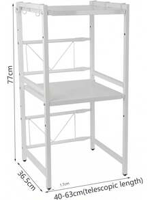 3 Tier Microwave Rack Black Kitchen Corner Shelf Oven Rack Stand Desktop Printer Storage Holder Bakers Rack - White - View 3