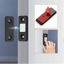 Fecho Magnético de Porta Preto Ultra Fino, Ímã Adesivo Forte para Armários, Gavetas & Painéis de Móveis, Fechamento Silencioso & Suave, Perfeito para Armazenamento Doméstico, Maçanetas de Porta Ímã de Trava de Porta - preto - Visão 1
