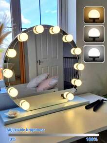 Mehrspezifikations 3-Farben USB Schminkspiegel Glühbirne, LED Make-up Licht mit drehbarer Kabelaufbewahrung, dimmbar und farbanpassbar, Schminktisch Glühbirne 4LED/6LED/8LED/10LED/12LED/14LED/16LED - Dreifarbig verstellbares Licht - Übersicht 2