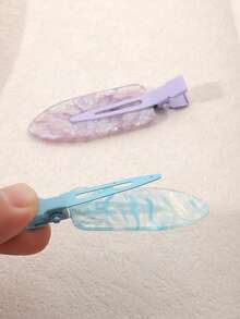 6 piezas de pinzas para el cabello con forma de concha iridiscente tipo macaron, adecuadas para el uso diario, salidas, accesorios para el cabello de mujer dulce - Multicolor - Ver 3
