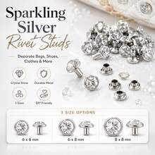 100pcs 0.24"/0.31" Copper Crystal Rhinestone Rivet Studs, Decorative Nail Rivets For Leather Craft, Shoes, Bags & DIY Ornament - A - View 6