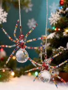 1pc Crystal Spider Dreamcatcher Pendant, Beaded Spider Sunshine Catcher, Suitable For Home Decor, Rainbow Window Decoration, Hallway Hanging, Summer And Autumn Decoration, Halloween Decoration, Christmas Decoration, And Gift For Friends., Fall Decor - Multicolor - View 5