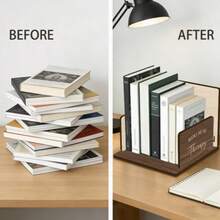 Wooden Bookend Inspirational Quote Mini Desktop Bookshelf Book Corner Slope Design Storage Rack Gift For Book Lovers And Readers - Brown - View 5