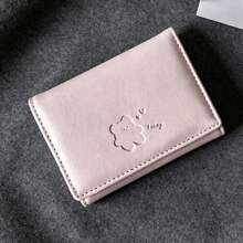 Billetera corta plegable de tres pliegues con relieve de oso suave y lindo, disponible en múltiples colores, con ventana transparente en forma de corazón, portatarjetas ligero y portátil con múltiples ranuras, ideal para estudiantes - Multicolor - Ver 8