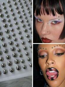 1pc Y2K Punk Vibes: Easy To Stick Rhinestone Stickers, Perfect For Instant Party Makeover - Eye, Nose And Ear Accessories Suitable For Women And Girls Halloween - Multicolor - View 1