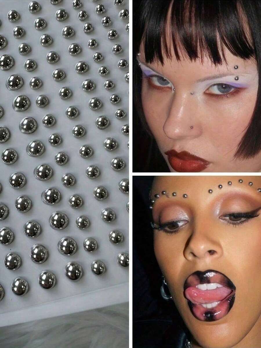 1pc Y2K Punk Vibes: Easy To Stick Rhinestone Stickers, Perfect For Instant Party Makeover - Eye, Nose And Ear Accessories Suitable For Women And Girls Halloween - Multicolor - View 1